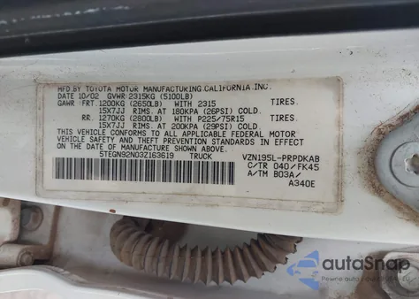 2003 Toyota Tacoma Prerunner V6 из США, поврежденный, VIN 5TEGN92N03Z163619